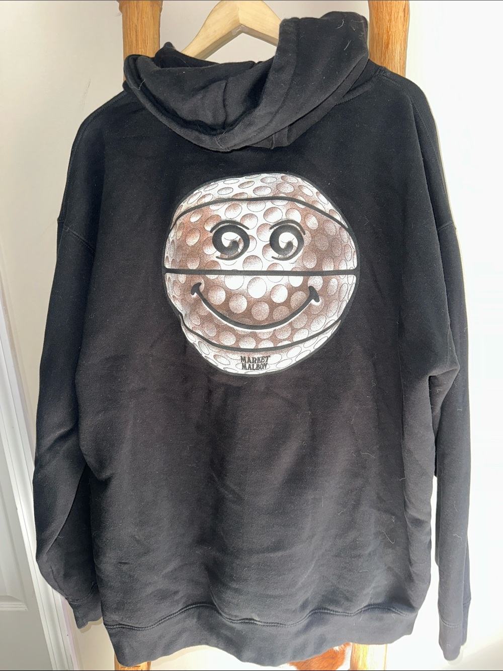 RARE Deadstocked Malbon Market Smiley Golf hoodie brown black white